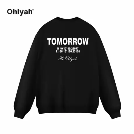 Ohlyah复古街头哥特字母Logo印花宽松休闲圆领卫衣男女情侣款秋季商品大图