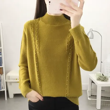 半高领针织打底衫女春秋季2023新款女装洋气短款秋冬内搭加厚毛衣图片