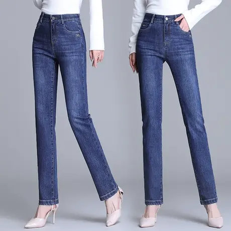 法棍牛仔裤女秋季新款修身休闲女裤子高腰显瘦百搭小直筒裤潮图片