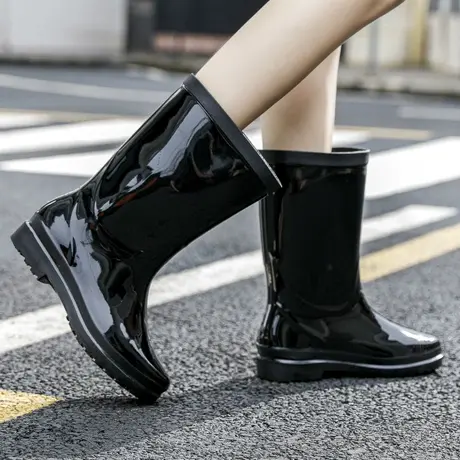 耐磨水鞋女新款防滑雨靴中筒雨鞋女时尚款外穿成人防水鞋厨房胶鞋图片