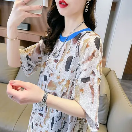 冰丝超薄速干短袖t恤女夏装韩版宽松大码运动休闲瑜伽健身上衣服图片