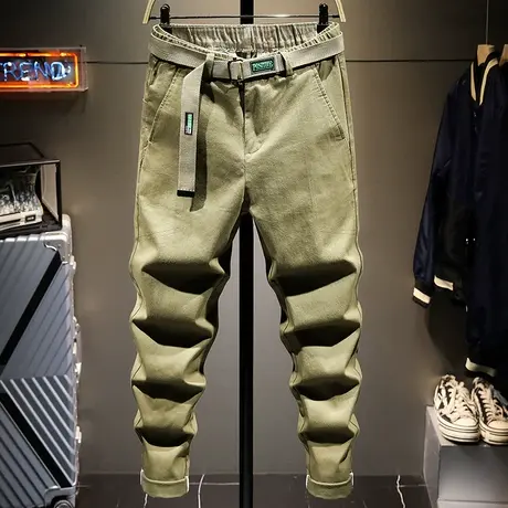 春秋款休闲裤男士休闲长裤男裤子宽松直筒百搭韩版潮流松紧腰系带商品大图