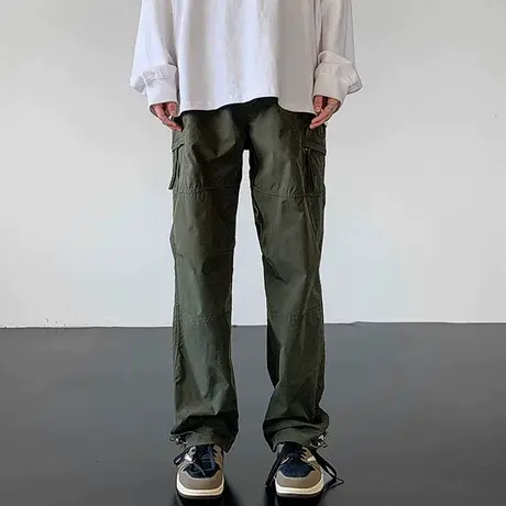 美式冲锋裤男款夏季薄款机能裤子登山徒步防水微喇工装休闲裤直筒商品大图