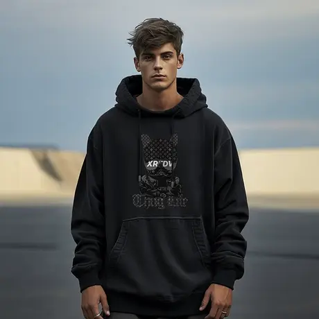 重磅卫衣大码春秋款连帽加绒美式复古胖子外套男生秋冬潮牌宽松男商品大图