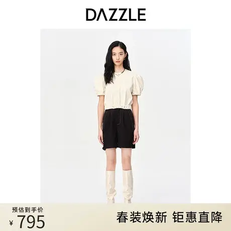 DAZZLE地素 奥莱简约撞色工装风可拆卸衬衫式个性连体裤女图片