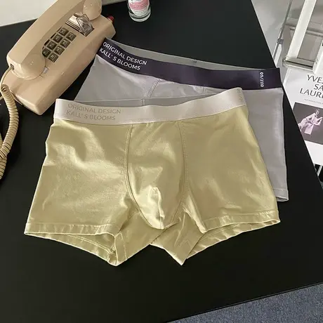 男士宽松透气内裤男生夏季薄款纯色莫代尔棉速干抗菌四角平角裤头商品大图