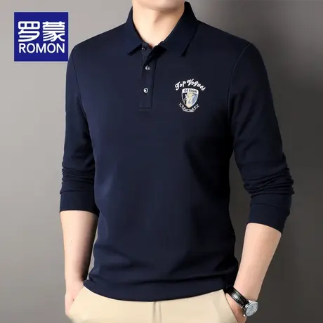 罗蒙长袖t恤男士春秋季新款2024年休闲上衣服春装保罗POLO衫男款图片
