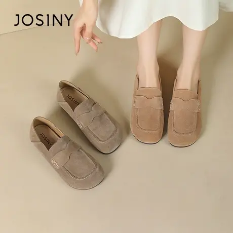 卓诗尼复古勃肯鞋女2024年春季新款软底平底单鞋一脚蹬懒人豆豆鞋图片
