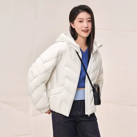 坦博尔23年新款羽绒服女短款连帽零压宽松保暖秋冬外套TB233330图片