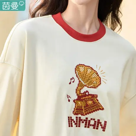 茵曼旗舰店欧货卫衣女设计感2023春季新款洋气上衣春秋款薄款图片