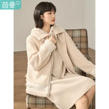 【商场同款】茵曼气质短款2023女冬新款宽松时尚保暖羊羔绒外套图片