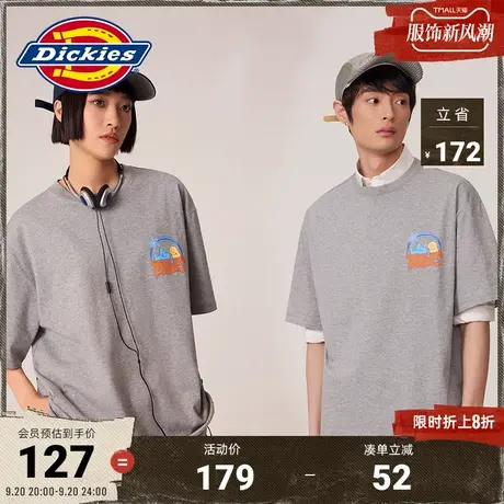 Dickies商场同款23春夏新款男女情侣工装 胶浆印花短袖圆领T恤图片