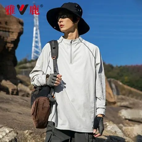 雅鹿户外运动速干衣长袖T恤POLO衫春秋季2025新款百搭男女情侣款商品大图