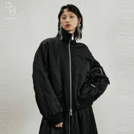 子苞米冬季新款时尚气质纯色拉链保暖长袖上衣棉衣棉服女图片