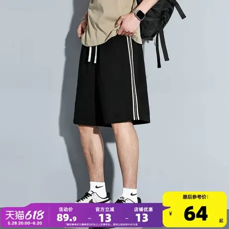 唐狮2025夏季新款男士休闲短裤拼接五分裤宽松运动直筒裤子小细节商品大图