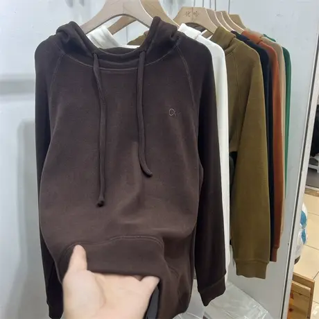 2022新款欧货宽松洋气双面德绒加厚连帽卫衣女秋冬磨毛上衣帽衫潮商品大图