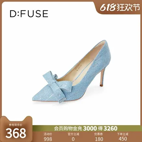 Dfuse迪芙斯2024春季新款牛仔布宴会蝴蝶结细高跟单鞋DF41111061商品大图