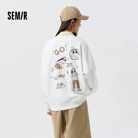 [商场同款]森马卫衣女宽松春季2024新款oversize后背印花无帽上衣商品大图