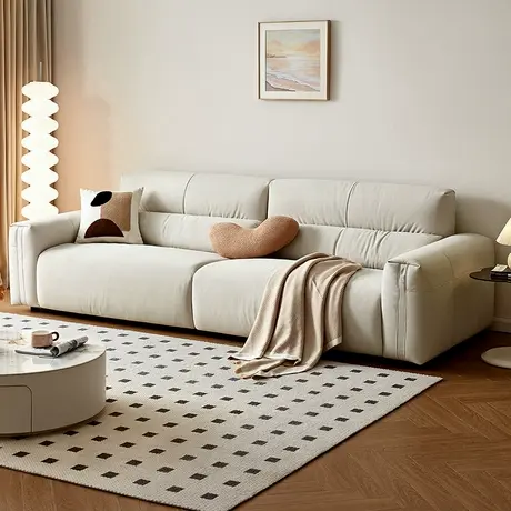 全友家居2024新现代简约客厅实木框架直排猫爪绒布艺沙发商品大图