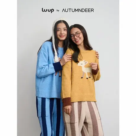 秋鹿Luup | 社交多姿 家居服女套装雪尼尔半边绒秋冬保暖休闲睡衣商品大图