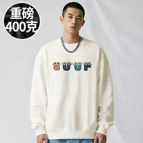【品牌男装】300斤大码男装潮男美式加肥加大码圆领卫衣无帽春秋商品大图