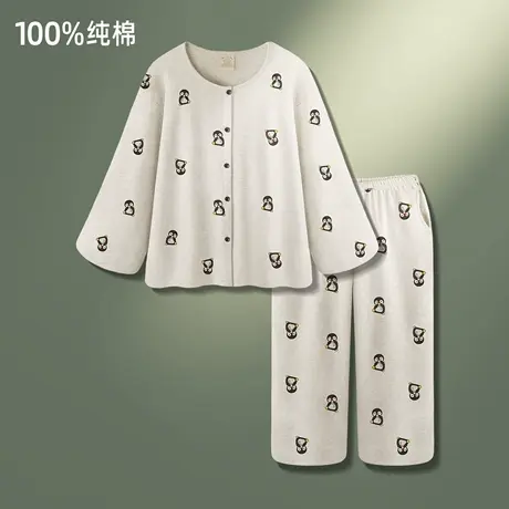 纯棉睡衣女长袖春秋新款全棉家居服可爱卡通女款可外穿大码套装商品大图