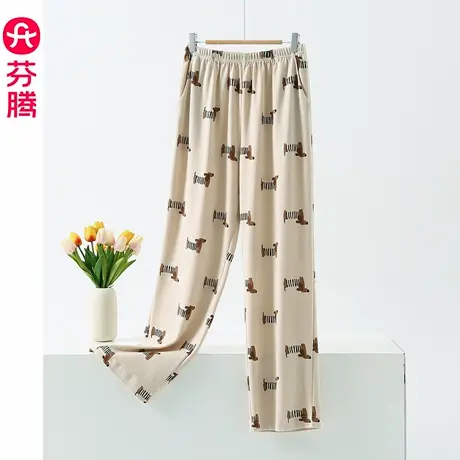 芬腾腊肠狗睡裤女秋季纯棉休闲长裤卡通可爱外穿全棉家居裤秋冬款商品大图