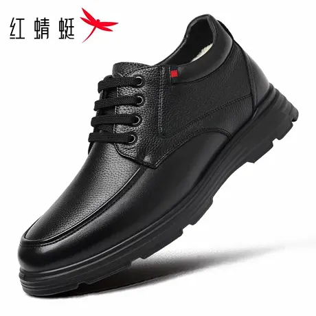 红蜻蜓男鞋冬季鞋子男士休闲高帮皮鞋男棉鞋男款加厚加绒真皮爸爸商品大图