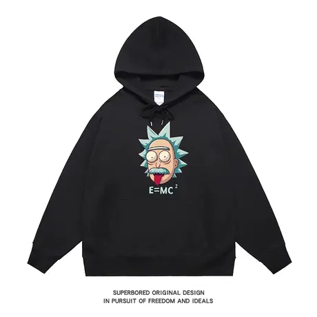 港风趣味搞怪爱因斯坦卫衣男秋冬款连帽宽松休闲长袖套头上衣帽衫图片