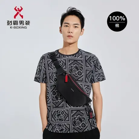 劲霸男士T恤秋季新款设计感时尚潮流印花纯棉短袖T恤衫CTCD4365商品大图