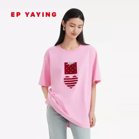 EP YAYING雅莹女装 时尚宽松纯棉短袖t恤 2023商场同款5326A商品大图