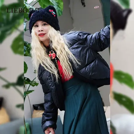 裂帛原创设计新中式云朵软糯立体剪裁茧型面包服刺绣泡芙短款棉服图片