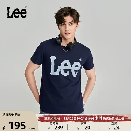 Lee商场同款23秋冬新品经典大Logo印花男短袖T恤潮流LMT0065673RX图片