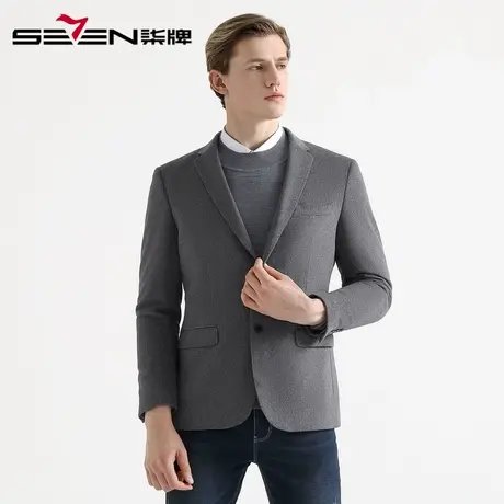 柒牌男装清仓西服秋冬男士羊毛混纺西装外套保暖抗皱时尚婚庆单西图片