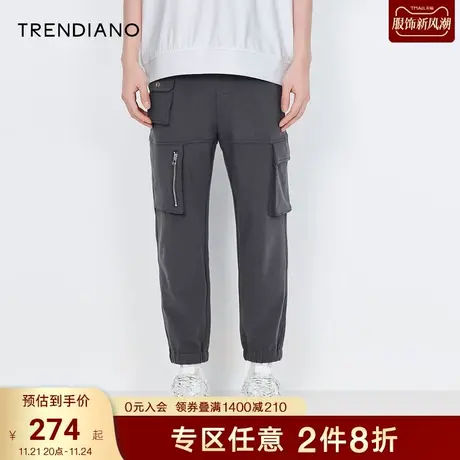 TRENDIANO官方潮牌春休闲裤男裤子舒适宽松工装潮牌运动束脚长裤图片