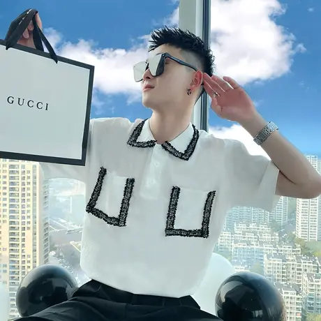 衬衫男短袖轻熟风高级感男装夏装2023新款宽松翻领t恤潮牌polo衫图片