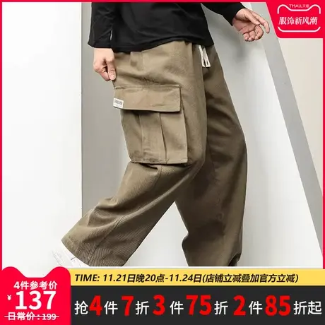 GxxH大码男装工装裤男士冬季潮牌宽松直筒阔腿卫裤上新休闲长裤商品大图