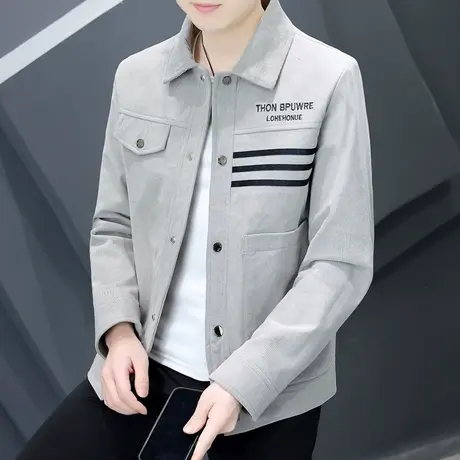 时尚男装新款2023年外套春秋季潮流美式复古衣服搭配帅气男士夹克商品大图
