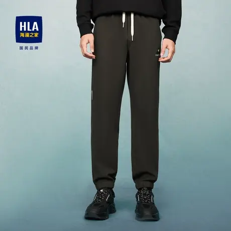 HLA/海澜之家宽松锥形卫裤2023星空呢松紧腰束脚口休闲裤男图片