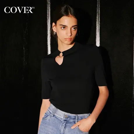 COVER秋季侧开口柔软挺括冰丝针织衫图片