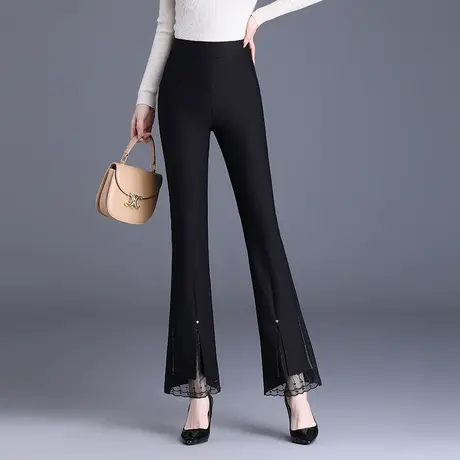 时尚微喇裤黑色显瘦休闲裤高腰垂感喇叭裤女秋季2023新款韩版长裤图片
