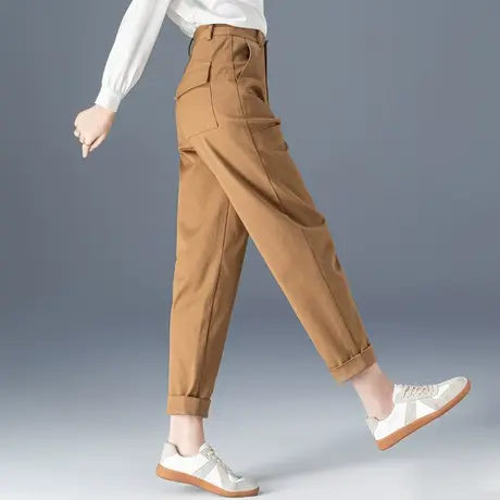 高腰哈伦裤女2023新款春夏薄款女裤小个子九分裤休闲裤西装萝卜裤商品大图