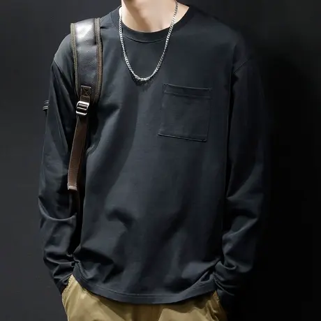 圆领卫衣男宽松潮牌2024新款大码上衣春秋胖子加肥加大长袖打底衫商品大图