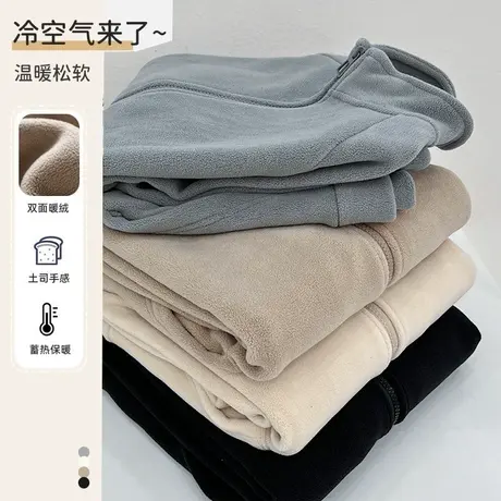 摇粒绒外套女加绒加厚卫衣宽松拉链开衫立领绒衫上衣2024秋冬新款商品大图