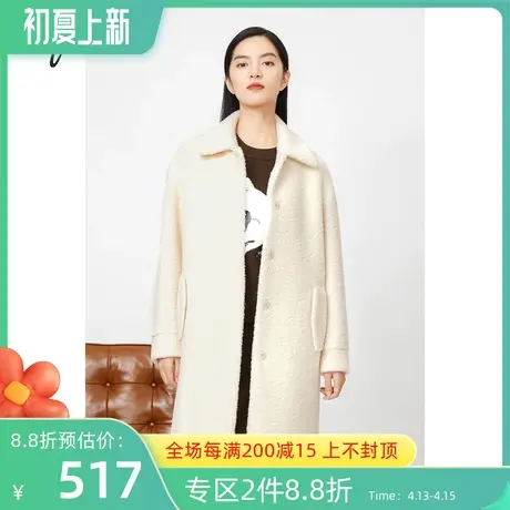 伊芙丽毛呢外套秋冬商场同款新品长袖暗扣中长款呢大衣女毛毛外套商品大图
