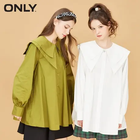 【上新】ONLY奥莱春夏时尚休闲娃娃领宽松中长款衬衫女商品大图