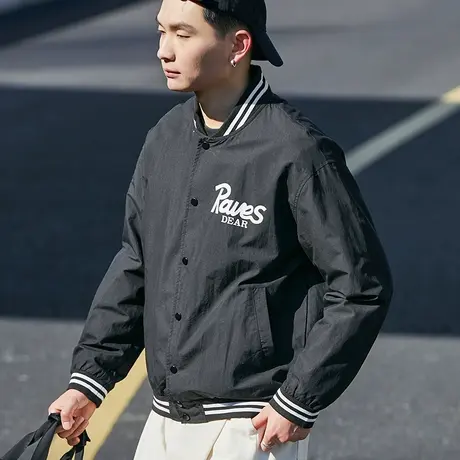 唐狮棒球服男2024春季新款休闲户外美式外套棒球领男士棒球服外套图片