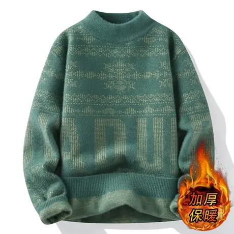 青少年毛衣秋冬款2023新款男加厚保暖半高领冬季内搭男新款针织衫商品大图