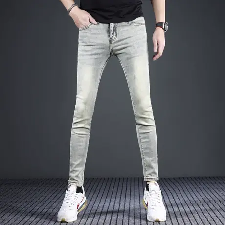 高端复古九分牛仔裤男修身小脚2024新款春夏季弹力男士裤子9分裤商品大图