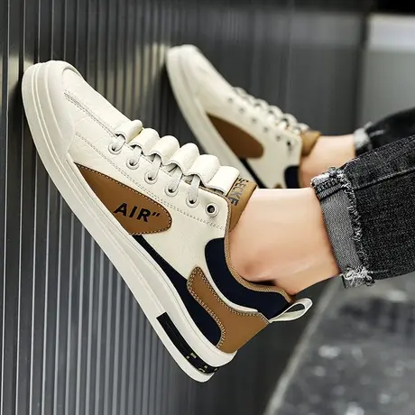 欧洲站男鞋夏季款男士休闲皮鞋百搭运动软底平板鞋一脚蹬小白潮鞋图片